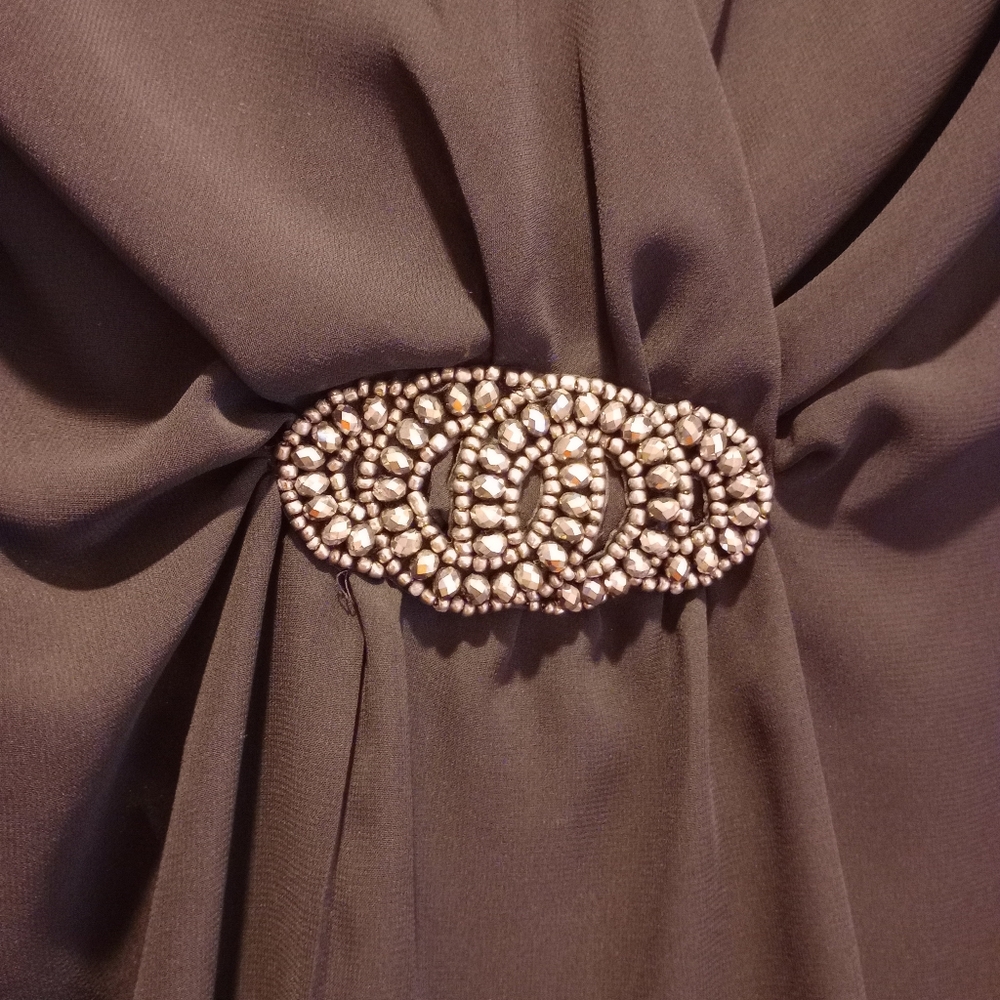 Elegant Black Dressy Blouse with Silver Accent